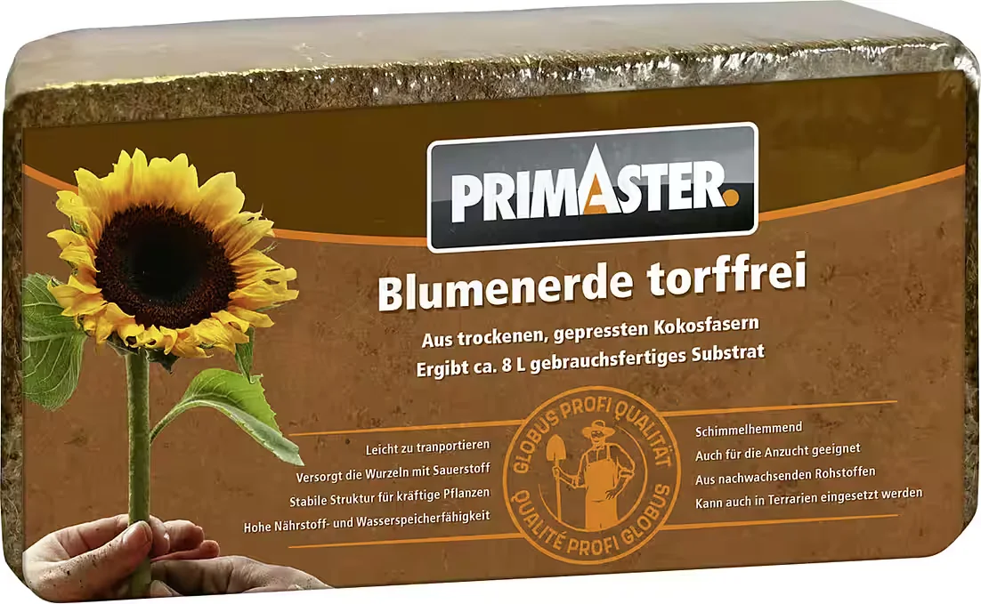 primaster blumenerde torffrei brikett für 8 liter