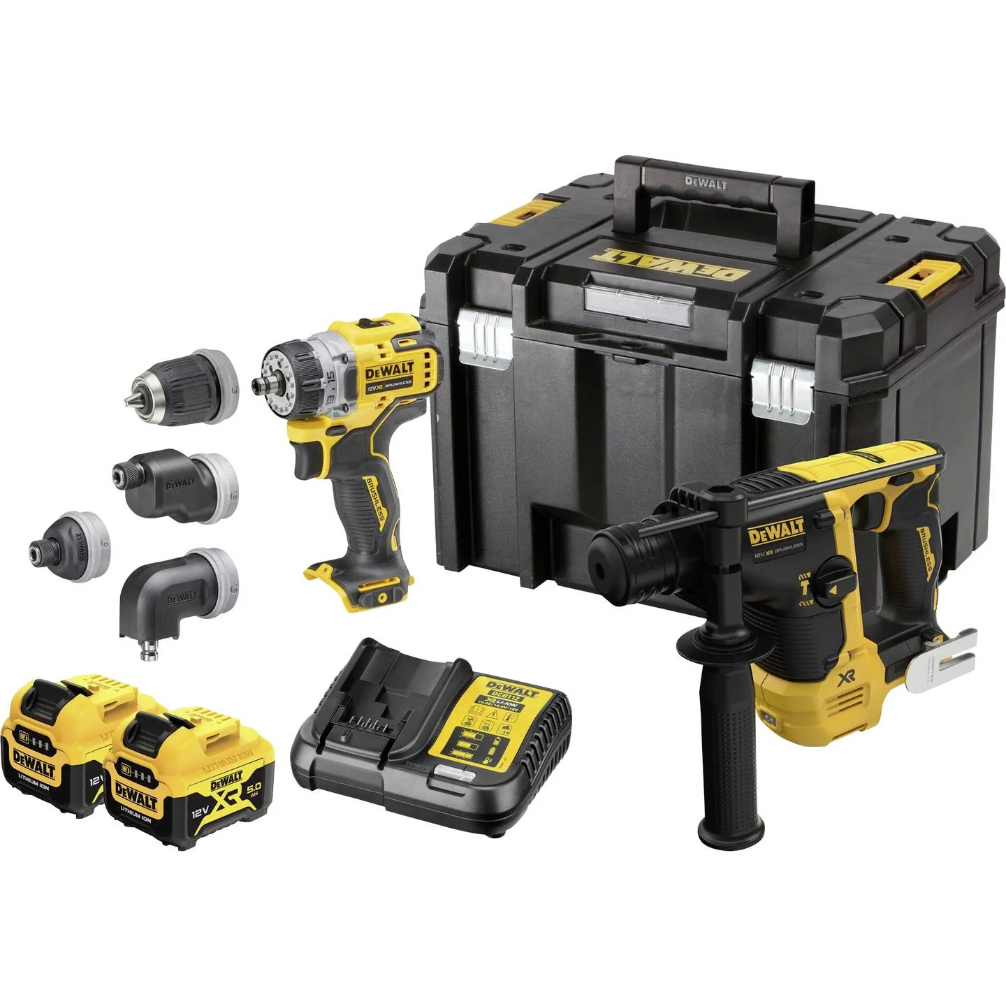 12 V 5 Ah Akku-Schrauber-Set DCD 703, DCH 072, 2 x DCB 126, DCB 112