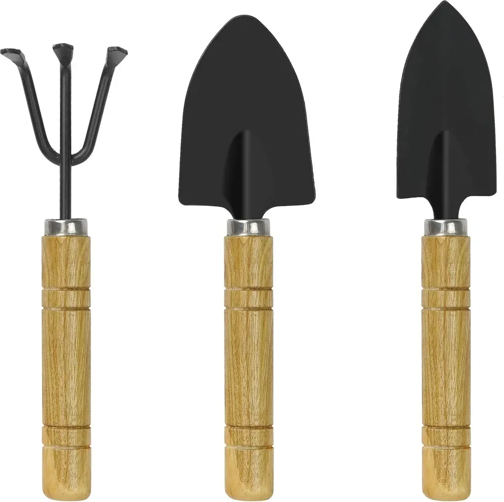 mini gartenwerkzeug set 3 stück schaufel spaten holzgriff bonsai
