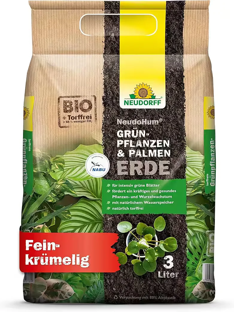 neudorff neudohum blumenerde für grünpflanzen und palmen 3 l